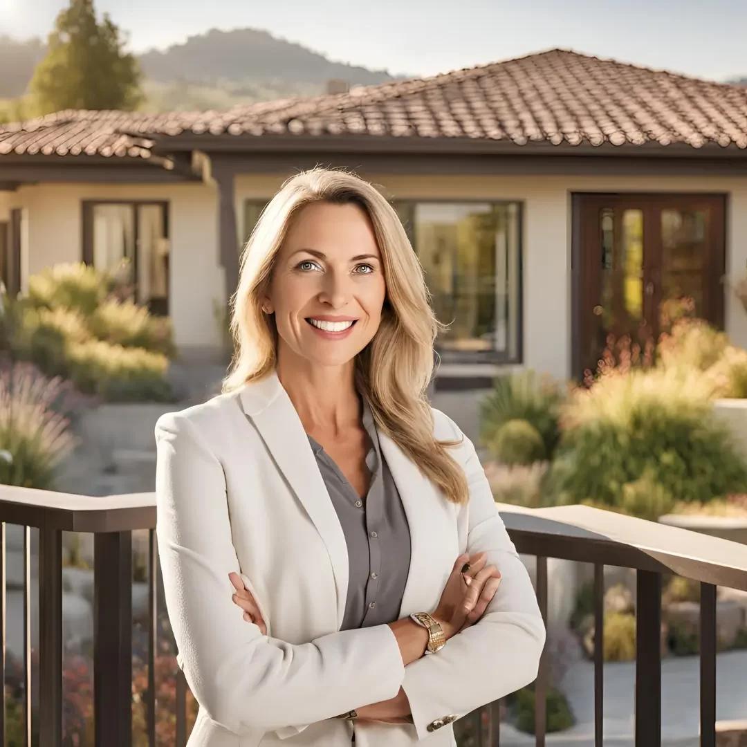 Corretora de imóveis sorrindo